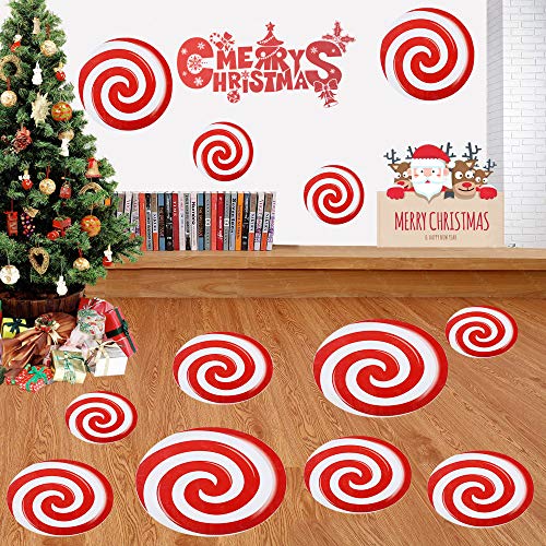 Product Cover Big Eye Owl 12 Pcs Peppermint Floor Decals Stickers Large for Christmas Wall Candy Party Decoration Supplies