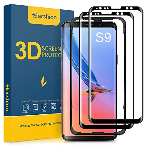 Product Cover （2-Pack） Galaxy S9 Screen Protector Glass, Elecshion 3D Curved Tempered Glass Dot Matrix Screen Protector for Samsung S9 with Easy Installation Tray (Case Friendly)