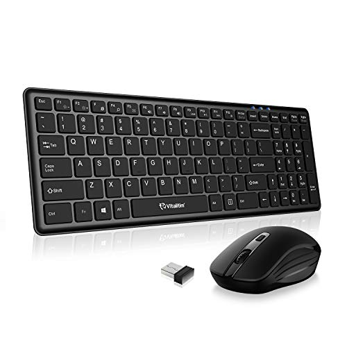 Product Cover Vitalitim Wireless Keyboard Mouse,2.4GHz Rechargeable Ultra Slim Thin Portable Keyboard and Mouse Combo with Number Pad &DPI Adjustable Compatible for Laptop Desktop Tablet Surface Smart TV