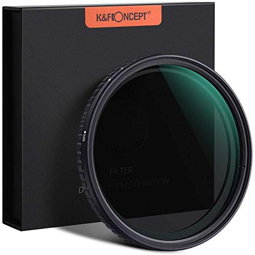 Product Cover K&F Concept 58mm Variable Neutral Density Filter Slim Fader ND Filter 58mm ND2 to ND32 for Camera Lens NO X Spot,Nanotec,Ultra-Slim,Weather-Sealed
