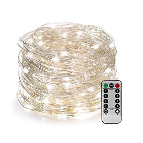 Product Cover YIHONG 66ft 200LEDs Fairy String Lights USB Powered,8 Modes Remote Control Twinkle Lights with Timer Firefly Lights for Garden Patio Christmas Indoor Decor - White