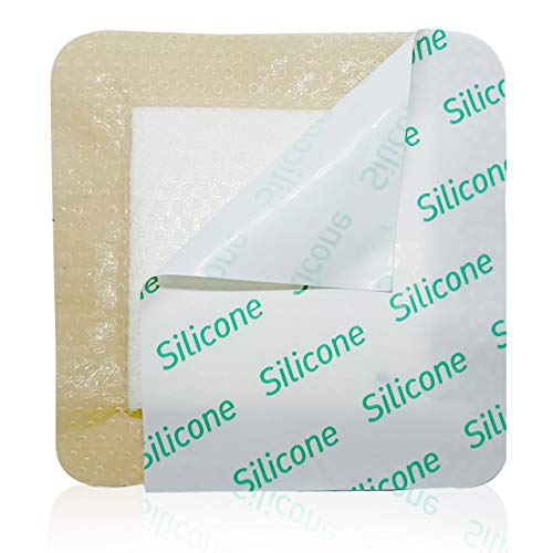Product Cover [Pack of 20] 4x4 inches Silicone Foam Dressing, Sacral Foam Dressing, Bordered Self Adhesive 5-Layer Foam Dressings for Wounds, High Absorbency Sacrum Foam Dressing, Soft and Bendable for Fast Healing