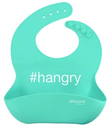 Product Cover Waterproof Silicone Bib 100% Pure Platinum LFGB Silicone. NO fillers. (Single-Bib-#Hangry-Mint-Green)