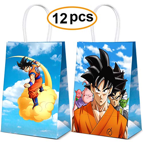 Product Cover 12 Pcs Dragon Ball Z Goodie Bags Birthday Party Supplies For Kids,Double Side DBZ Super Saiyan Goku Gohan Character Party Decorations