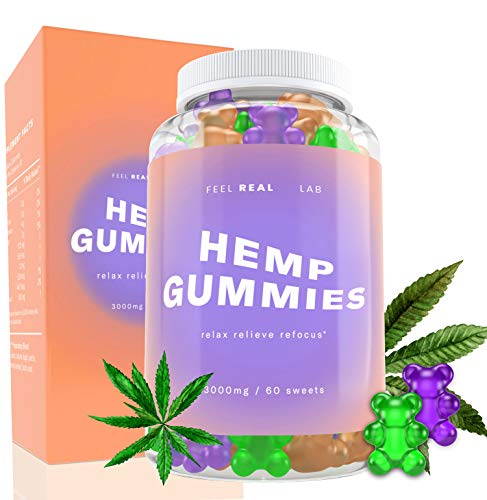 Product Cover Hemp Gummies - Hemp Extract Hand Infused Gummy Bears for Anxiety Relief, Stress Relief, Natural Calm & Pain Relief - Organic, Gluten-Free & Vegan with Omega 3-6-9, Vitamin E & Vitamin A