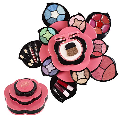 Product Cover Makeup Kits for Teens - Flower Make Up Pallete Gift Set for Teen Girls and Women - Petals Expand to 3 Tiers -Variety Shade Array - Full Starter Kit for Beginners or Cosplay by Toysical