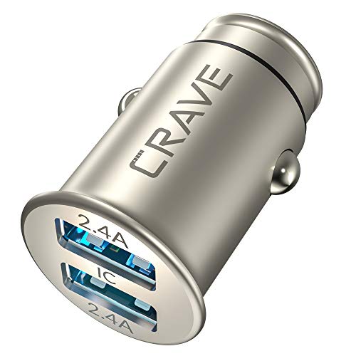 Product Cover Crave Metal Car Charger [24W 4.8A 2 Port Dual USB] Zinc Alloy Universal Compact 12 Volt Charger, Smart Charge IC Technology