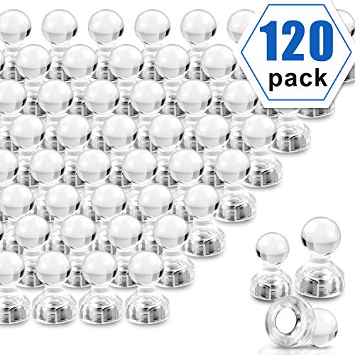 Product Cover Push Pin Magnets, Transparent crystal colour Fridge Magnets, 120 Pack Strong Magnets, Perfect for Whiteboard Magnets, Office Magnets, Map Magnets