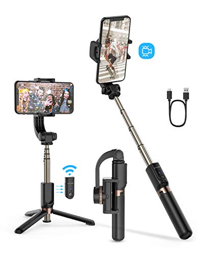 Product Cover Selfie Stick Tripod, BlitzWolf Mini Extendable Selfie Stick Bluetooth with Anti-Shaking Stabilizer and Automatic Balance, One-Axis Gimbal for iPhone 11 Pro/XS Max/XS/XR/X/8/7/6, Galaxy S10/S9, Android