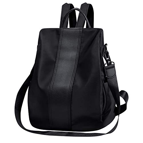 Product Cover Women Backpack Purse Nylon Fashion Black Backpack Women Lightweight Anti Theft Backpack Rucksack Small Purses for Women Girls Ladies Shoulder Bags Casual Small Daypacks