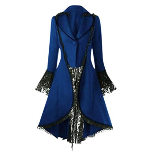 Product Cover Women's Winter Vintage Gothic Tailcoat Long Sleeve Steampunk Jacket Tuxedo Coat Wedding Uniform Sopzxclim (Blue, XL)