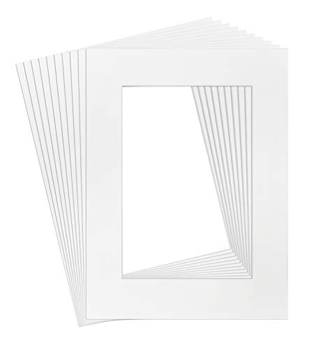 Product Cover Golden State Art, Pack of 10, 12x16 Mats Cut for 8x12 - White Color Mat - Bevel Cut, Acid Free, 4-ply Thickness White Core - Great for Pictures, Photos, Frames, Artworks, Prints