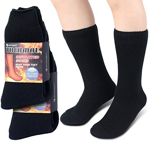 Product Cover Thermal Socks for Men Women - Warm Thick Heavy Duty Insulated Heated Socks for Winter, Cold Weather, Hiking, Skiing, 2 Pairs Size9-11