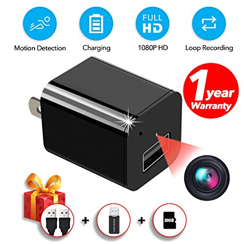 Product Cover Spy Camera Charger, Hidden Camera,with 32GB SD Card and Reader,Smart Motion Detection,Video HD 1080P,Plug and Play, USB Charger Camera,Hidden Nanny Camera,Security Cameras for Homes,No Wi-Fi Needed