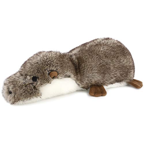 Product Cover Pawaboo Squeak Plush Dog Toys, Super Soft Faux-Fur Stuffed Plush Otter-Shaped Pet Toys, Pet Rattle Dog Biting Training Playing Chew Toys Non-Toxic Plush Doll for Medium and Large Dogs, Gray/Brown