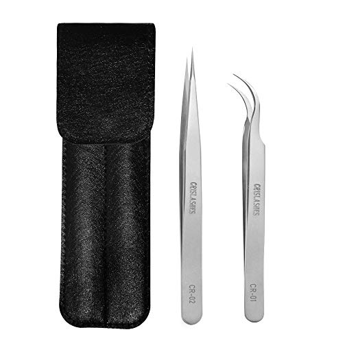 Product Cover Lash Tweezers Straight and Curved Pointed Tweezers Set for Easy Fan Volume Individual Lashes Professional Tweezers