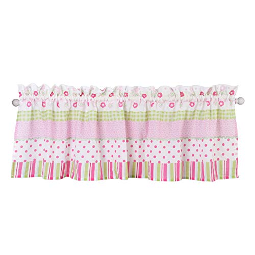 Product Cover Cozy Line Home Fashions Pink Pastel Polka Dot Flower 100% Cotton Girl Window Valance, 54