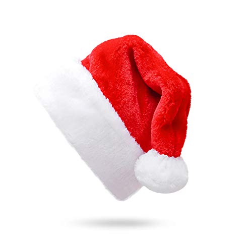 Product Cover SHareconn Santa Hat for Adults, Big Xmas Holiday Hat with Short Plush and Comfort Liner for Adults Party New Year Christmas Day (Red & White)
