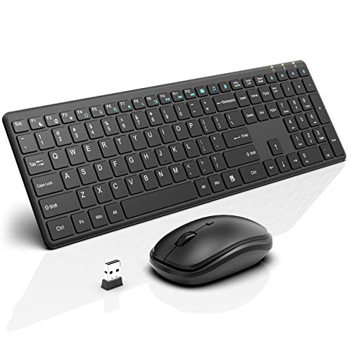 Product Cover Wireless Keyboard and Mouse Combo, RATEL 2.4GHz Ultra-Thin Full Sized Wireless Keyboard and Silent Click Wireless Mouse with USB Nano Receiver for Computer, Desktop, PC, Notebook, Laptop.