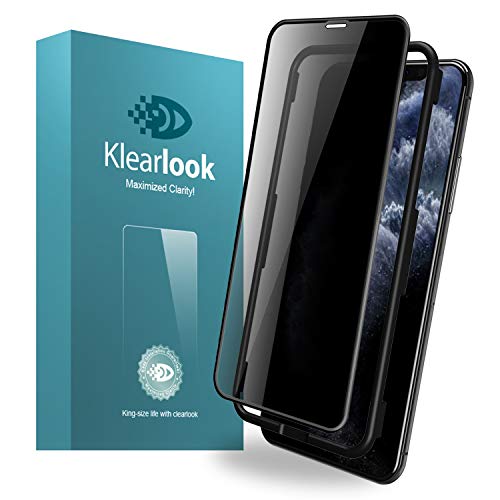 Product Cover 11 Pro Max Privacy Screen Protector,Klearlook Anti Spy Tempered Glass Screen Protector [1 Front Glass+1 Back Film] Compatible with iPhone 11 Pro Max 6.5 inch Full Coverage/with Easy Install Tool Kit
