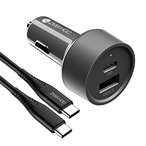 Product Cover USB C Car Charger, ZeeHoo 36W 2-Port Fast PD Car Charger with 18W Power Delivery and Quick Charge 3.0 3A Compatible with iPhone - Galaxy S10 S9 S8 S7 S6 and More (3.3ft USB C Cable Included)