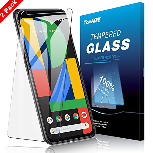 Product Cover [2 Pack] TopACE for Google Pixel 4 Screen Protector, Google Pixel 4 Tempered Glass[Motion Sense Gestures & Face ID Compatible][Ultra Sensitive][Case Friendly] Lifetime Replacement Warranty