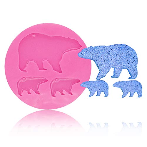 Product Cover Cute Bear Baby Mom Keychains Silicone Mold DIY Pudding Chocolate Handmade Ice Cream Crystal Gum Paste Ice Cube Candy Fondant Mold Soap Mould Jelly Shots Cupcake Cake Topper Decoration Desserts