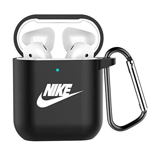 Product Cover MagicSkin Compatible for AirPods Case with Keychain Soft Silicone Shockproof Case Cover and Skin for AirPods Charging Case 1&2(Black)