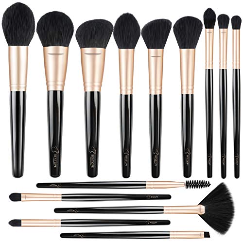 Product Cover BESTOPE Professional Makeup Brushes Premium Synthetic Cosmetic Brush Set Kit for Blending Foundation Powder Blush Concealer Highlighter Eyeshadows(Black Gold Luxury Series)