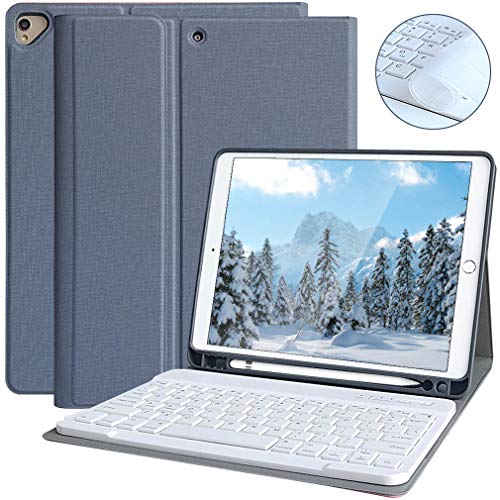 Product Cover iPad Keyboard Case for iPad 10.2 2019(7th Gen), iPad Air 10.5 2019, iPad Pro 10.5 2017 - iPad 7th Generation Case with Keyboard, Magnetic Detachable Bluetooth Keyboard with Pencil Holder (Gray)
