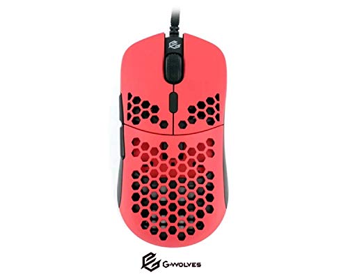 Product Cover G-Wolves Hati HT-M 3360 Ultra Lightweight Honeycomb Shell Wired Gaming Mouse up to 12000 cpi - 6 Buttons - 2.18 oz (61g) (Stiletto Red)