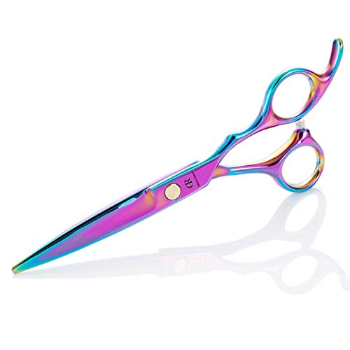 Product Cover Professional Hair Cutting Shears,6 Inch Barber hair Cutting Scissors Sharp Blades Hairdresser Haircut For Women/Men/kids 420c Stainless Steel Rainbow Color