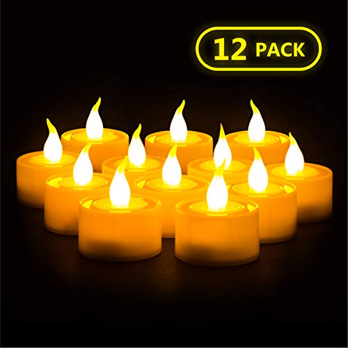 Product Cover Furora LIGHTING Flameless LED Tealight Candles - Battery Operated Tea Lights with Electric Flickering Flame for Romantic Wedding Decorations, Gift, Indoor Home and Christmas Decor - Ivory, Pack of 12