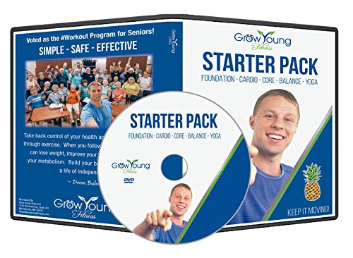 Product Cover Grow Young Fitness Chair Exercises for Seniors - Starter Pack DVD Foundation - Cardio - Core - Balance - Yoga - Easy Safe Effective Workout DVD for Elderly
