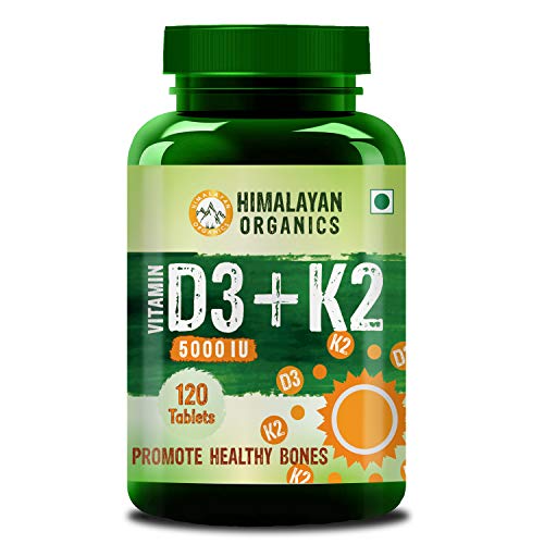 Product Cover Himalayan Organics Vitamin D3 5000iu with K2 as MK7 100mcg supplement - 120 Veg Tablets