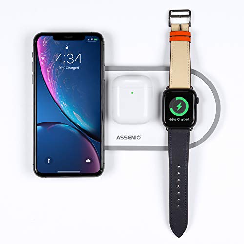 Product Cover 3 in 1 Wireless Charger 2020 Upgraded, Fast Apple Charging Pad Station for Apple Watch iWatch Series 5/4/3/2/1 & AirPods 2/Pro, Phone 11/11 pro/Xs Max/Xr/X/8/8 Plus, All qi-Enabled Devices