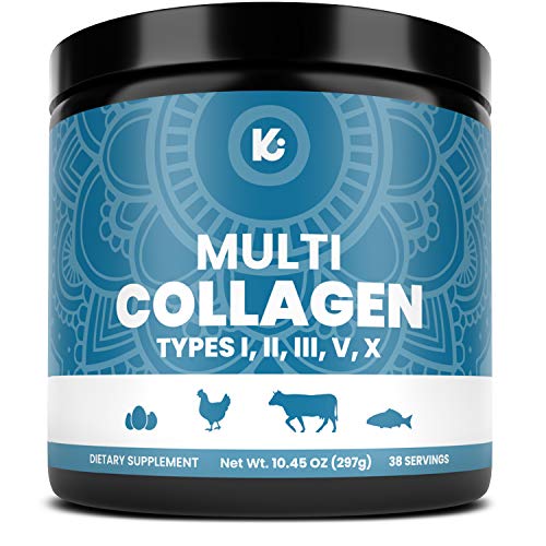 Product Cover Multi Collagen Protein Powder - 5 Types of Collagen Support Youthful Skin, Hair and Nails. Collagen Powder Promotes Healthy Joints and Gut. 10.45oz 38 Servings