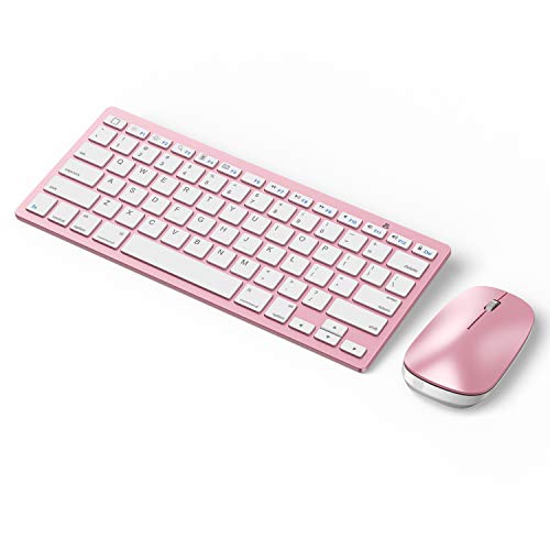 Product Cover OMOTON Bluetooth Keyboard and Mouse for iPad and iPhone (iPadOS 13 / iOS 13 and Above), Compatible with New iPad 10.2, iPad 6th /5th Gen, iPad Air 3, and Other Bluetooth Enabled Devices, Rose Gold