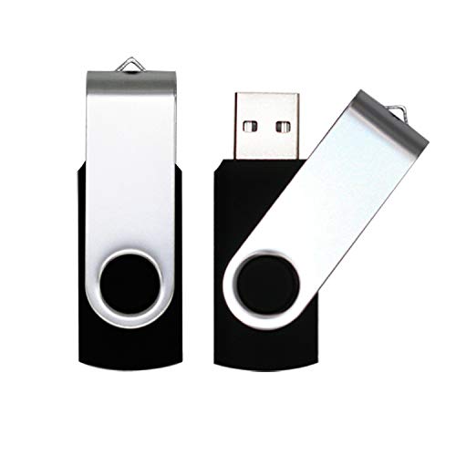 Product Cover USB Flash Drive 32GB 2 Pack USB 2.0 Thumb Drive Jump Drive Bulk Memory Sticks Zip Drives Swivel Keychain Design, Black