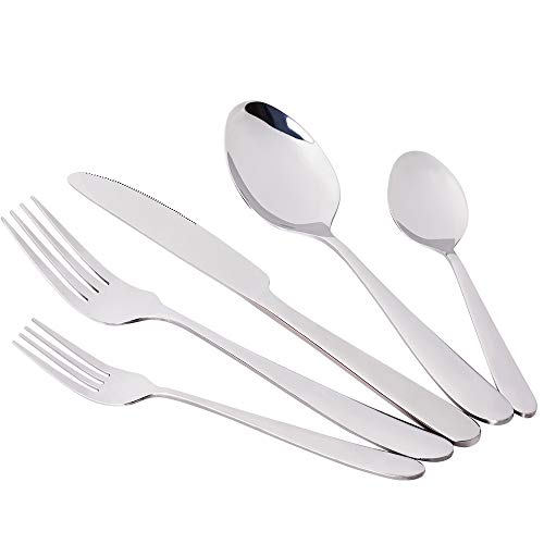 Product Cover 20-Piece Silverware Flatware Cutlery Set Stainless Steel Utensils Service for 4 Include Practical Knife Fork Spoon, Mirror Polished, Dishwasher Safe Briout