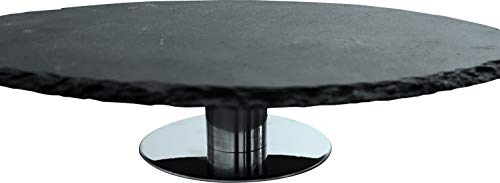 Product Cover 12 Inch Lazy Susan Turntable - Charcoal Slate Cake Stand Serving Board - Rotating Swivel Cheese Board Cake Stand Desert Tray