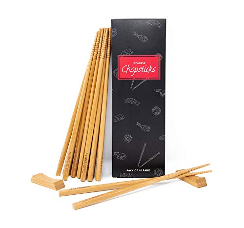 Product Cover Bamboo Chopsticks Reusable Chopsticks Wooden Chopsticks Set 10 Pairs 9 Inch Japanese Chopsticks With 2 Chopstick Holder and Chop Sticks Gift Box