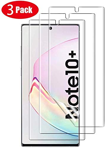 Product Cover [3 Pack] Linboll Compatible Samsung Galaxy Note 10 Plus/Note 10+ 5G/Note 10+ Screen Protector, [with in-Display Fingerprint Sensor] HD [Touch Sensitive] [TPU Film] with Lifetime Replacement Warranty