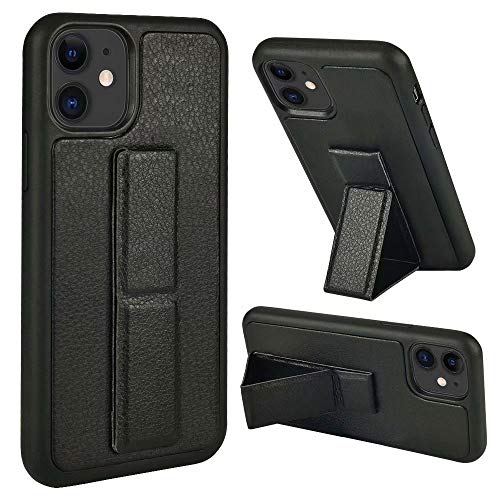 Product Cover ZVEdeng iPhone 11 Case, iPhone 11 Case with Stand, Vertical and Horizontal Kickstand Hand Strap Leather Case Reinforced Magnetic Stand Slim Protective Case Cover for Apple iPhone 11 6.1 Inch Black