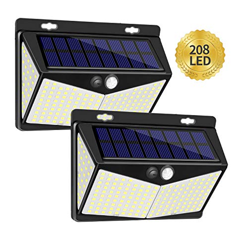 Product Cover Enkman Solar Lights Outdoor 208 LED,Wireless Motion Sensor Lights with 270° Wide Angle IP65 Waterproof for Deck Fence Post Door Wall Yard and Garage, Yard, Garage, Deck, Pathway, Porch (2PACK-208LED)