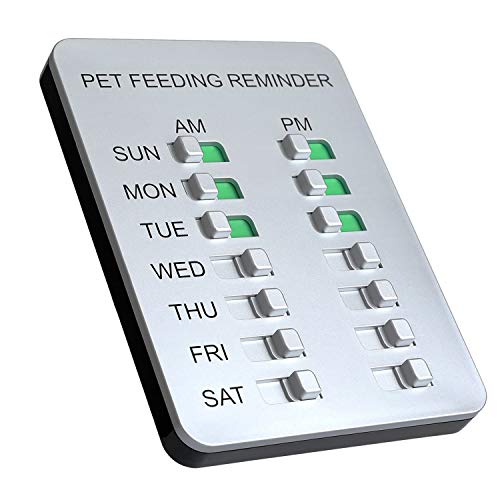 Product Cover YARKOR Dog Feeding Reminder Magnetic Reminder Sticker,AM/PM Daily Indication Chart Feed Your Pets,Fridge Magnets and Double Sided Tape - Prevent Overfeeding or Obesity (Sliver)