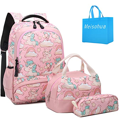 Product Cover Unicorn School Backpacks with Lunch Bag Pencil Case for Girls and Boys Kids Bookbag 3 in 1 school Bag Set