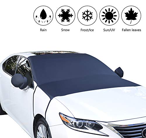 Product Cover Hawksbill Car Windshield Snow Cover Waterproof Sun Visor Double Side Windshield Protector for Snow,Ice,Sun,Frost, Portable Auto Sunshade with Rearview Mirror Protector for SUV, Truck (81