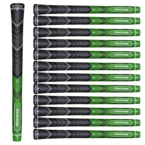 Product Cover Geoleap ACE-C Golf Grips Set of 13- Cord Rubber, Hybrid Golf Club Grips, Standard/Mdisize, 8 Colors Optional. (Green, Standard)
