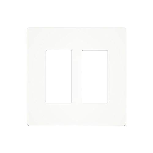 Product Cover MOES 2 Gang Decorative Outlet Screwless Switch Panel Wall Plate, White, Multi Outlet, Standard Size